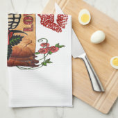 Linge De Cuisine RAB Rockabilly Crâne Roses Love Lipstick (Quart Plié)