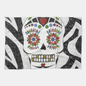 Linge De Cuisine RAB Rockabilly Sugar Skull on Zebra (Horizontal)