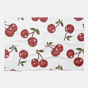 Linge De Cuisine RAB Rockabilly très cerise cerises sur blanc