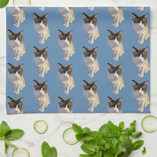 Linge De Cuisine Ragdoll cat, Dusty Blue (Plié)