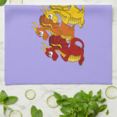 Linge De Cuisine Rainbow colorful dragons cartoon  (Plié)
