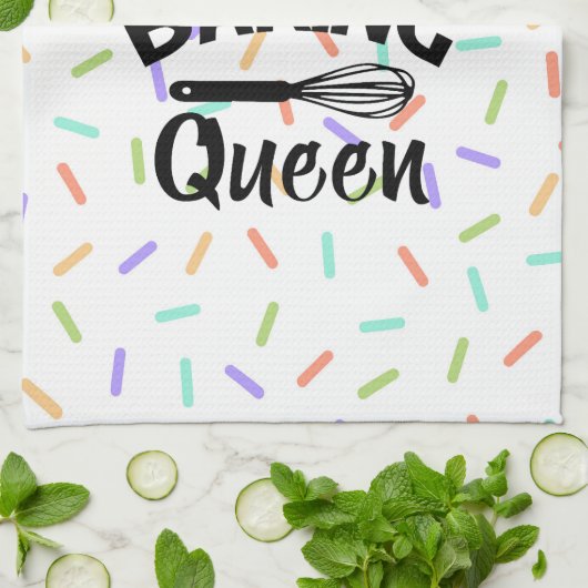 Linge De Cuisine Rainbow confetti baking queen drôle slogan (Plié)