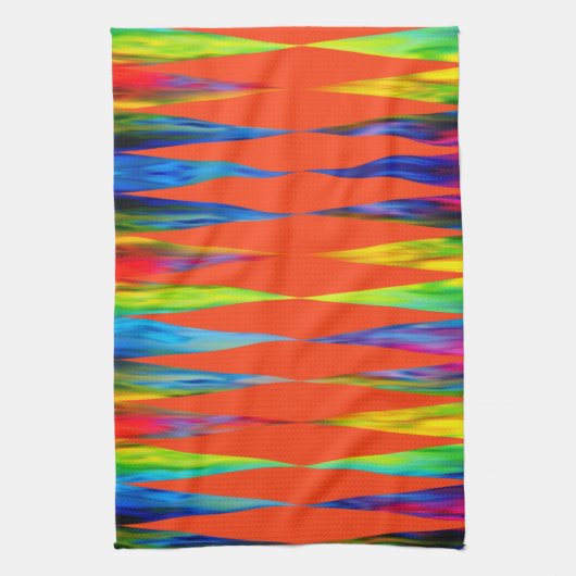 Linge De Cuisine [Rainbow Fiesta] Arlequin Geometry Fiery Orange (Vertical)