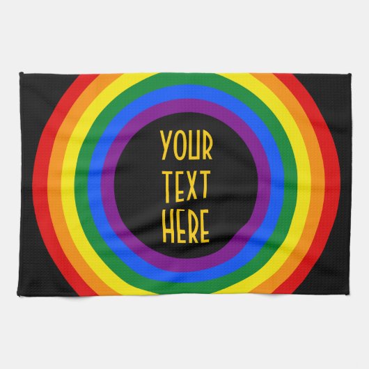 Linge De Cuisine RAINBOW FLAG BUTTON + your sign or text (Horizontal)