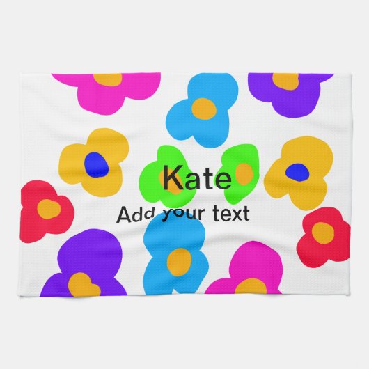 Linge De Cuisine Rainbow flower pride amour ajouter nom texte lqbtq (Horizontal)