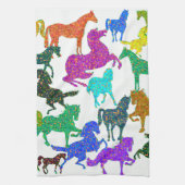 Linge De Cuisine Rainbow Horses - "Dotty about Horses !" (Vertical)