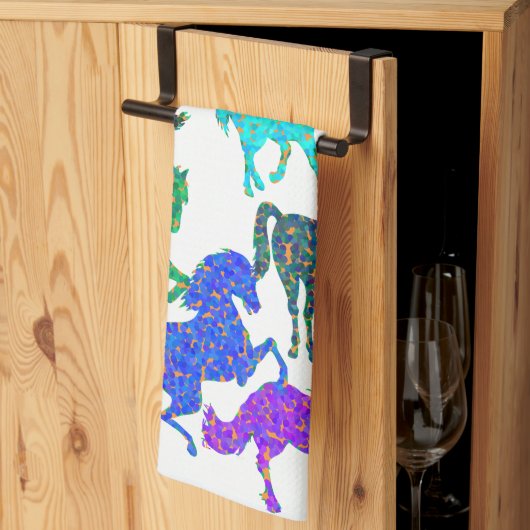 Linge De Cuisine Rainbow Horses - "Dotty about Horses !" (Pliage en tiers)