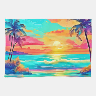 Linge De Cuisine Rainbow Sunset Beach
