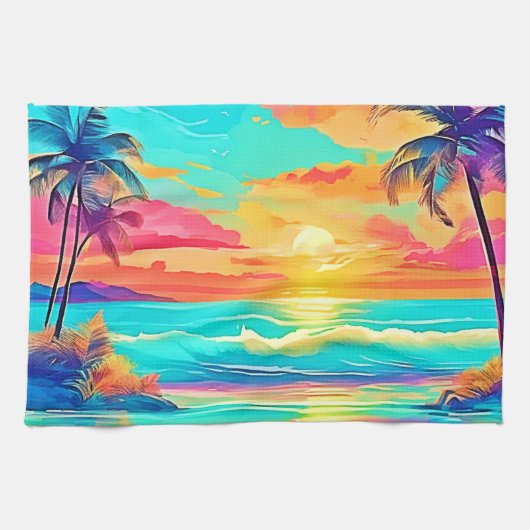 Linge De Cuisine Rainbow Sunset Beach (Horizontal)