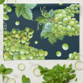 Linge De Cuisine Raisin vert : Aquarelle Motif foncé (Plié)