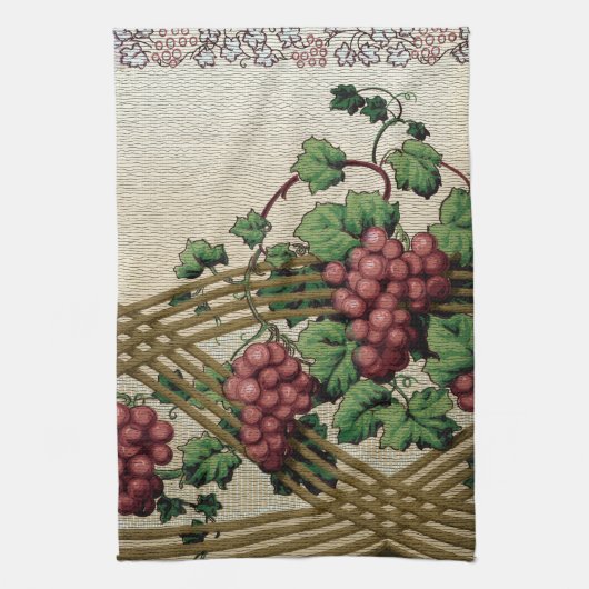 Linge De Cuisine Raisins et vignes rustiques vintages (Vertical)