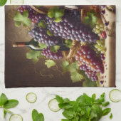 Linge De Cuisine Raisins et vin vie morte (Plié)