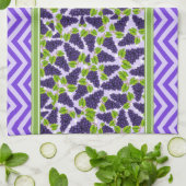 Linge De Cuisine Raisins Mignons à Points et Chevron Violet (Plié)