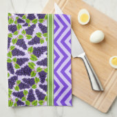 Linge De Cuisine Raisins Mignons à Points et Chevron Violet (Quart Plié)