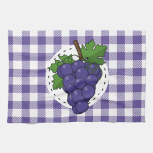 Linge De Cuisine Raisins sur Plaid violet blanc