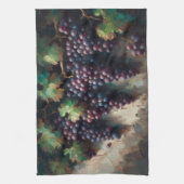 Linge De Cuisine Raisins violets sur la peinture à l'huile de vigne (Vertical)