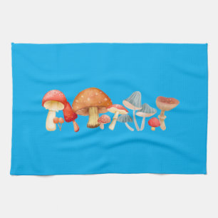 Linge De Cuisine Rangée de mignons champignons mycologie de l'airai