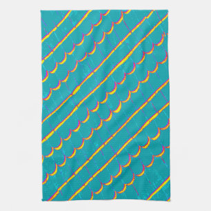Linge De Cuisine rangées bleu-vert diagonales de bardeau