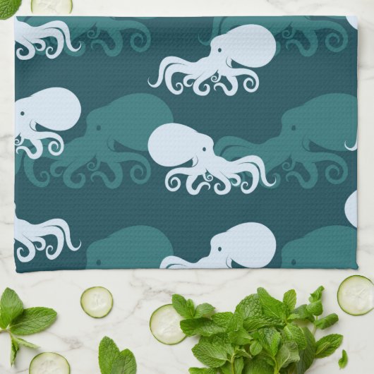 Linge De Cuisine Rangées de motif de poulpe (Plié)