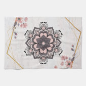 Linge De Cuisine Rangoli Floral Art, Rose et Grey Mandala Vibes (Horizontal)