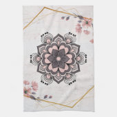 Linge De Cuisine Rangoli Floral Art, Rose et Grey Mandala Vibes (Vertical)