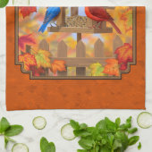 Linge De Cuisine Rassemblement d'oiseaux Orange d'automne (Plié)