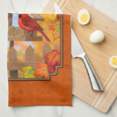 Linge De Cuisine Rassemblement d'oiseaux Orange d'automne (Quart Plié)