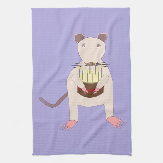 Linge De Cuisine Rat de Siamese avec gâteau d'anniversaire (Vertical)