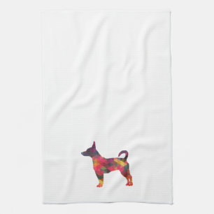 Linge De Cuisine Rat Terrier Coloré Motif géométrique Silhouette