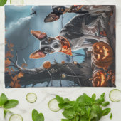 Linge De Cuisine Rat Terrier Halloween Effrayant  (Plié)