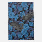 Linge De Cuisine Ravins et roses bleus (Vertical)
