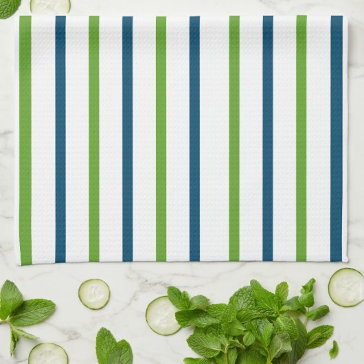 Linge De Cuisine Rayé bleu vert (Plié)