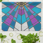 Linge De Cuisine Rayon en verre de teint bleu et violet (Plié)