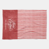 Linge De Cuisine Rayure aquarelle Joyeux Noël Script (Horizontal)