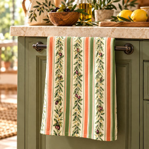 Linge De Cuisine Rayure botanique de l'olivier toscan