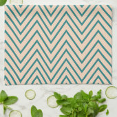Linge De Cuisine Rayure Chevron Bleu Pêche  (Plié)