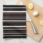 Linge De Cuisine Rayure de code-barres noir, marron et blanc (Quart Plié)