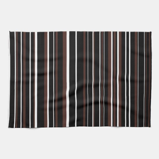 Linge De Cuisine Rayure de code-barres noir, marron et blanc (Horizontal)