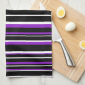 Linge De Cuisine Rayure de code-barres violet, noir et blanc (Quart Plié)