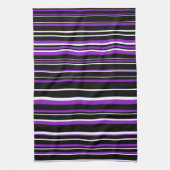 Linge De Cuisine Rayure de code-barres violet, noir et blanc (Vertical)