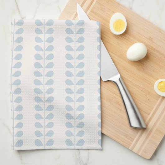 Linge De Cuisine Rayure de feuille bleu clair (Quart Plié)