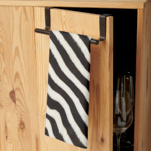 Linge De Cuisine Rayure de zèbre sauvage noir blanc faux fourrure a