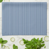 Linge De Cuisine Rayure fine Méditerranéenne Classique Bleu Nuit (Plié)