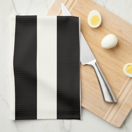 Linge De Cuisine Rayure noire et blanche (Quart Plié)