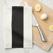 Linge De Cuisine Rayure noire et blanche audacieuse de monogramme (Quart Plié)