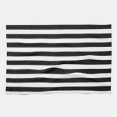 Linge De Cuisine Rayure noire et blanche de cabane (Horizontal)