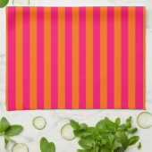 Linge De Cuisine Rayure orange et fuchsia (Plié)