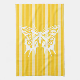 Linge De Cuisine Rayure victorienne de moutarde avec le papillon