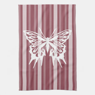 Linge De Cuisine Rayure victorienne de rose d'obscurité avec le