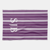 Linge De Cuisine Rayure victorienne pourpre avec le monogramme (Horizontal)
